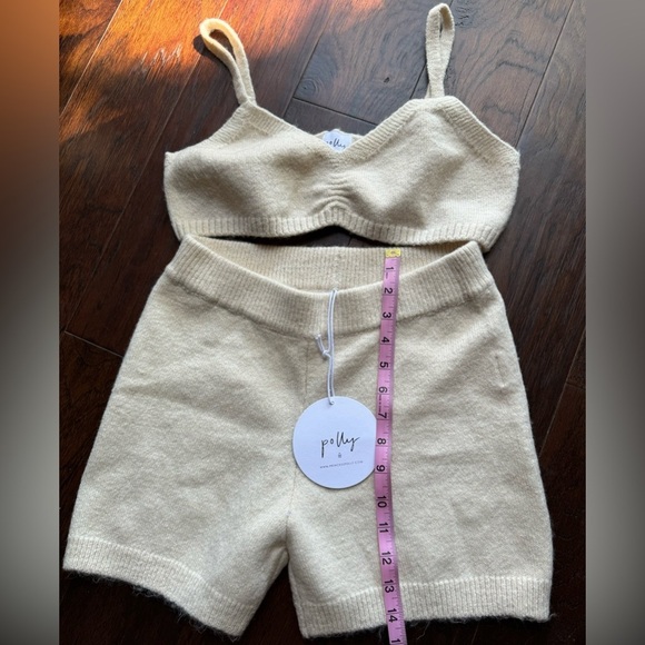 PRINCESS POLLY Cream Ruched Bra Crop Sweater Bra and Short Set Small/ Medium - Picture 6 of 8